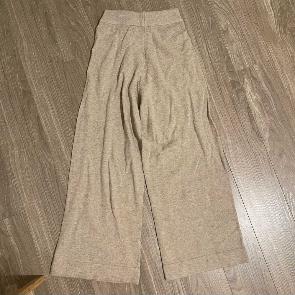 Beige Wide-Leg Wool Lounge Pants - Picture 2 of 2
